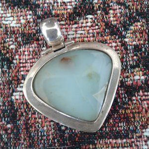 Vintage Chrysoprase stone pendant stamped 950